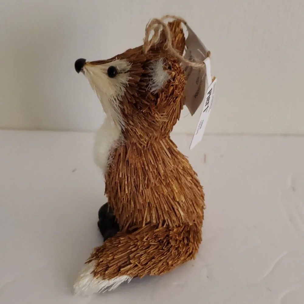 Vintage Pier 1 Fall Animal Sitting Baby Straw Fox